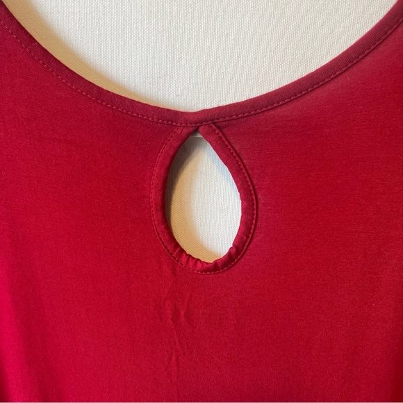 NorthStyle midi shirt dress 3X Red Keyhole 3/4 sleeves womens Pleated Side slit - Picture 8 of 8